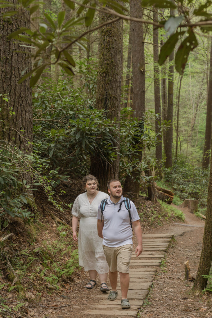 Bride And Groom Hiking Photo
