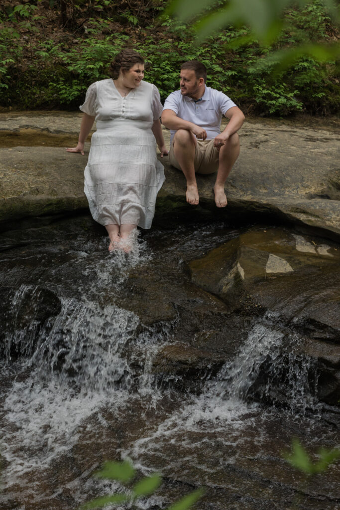 The couple relaxed by the Creation Falls, Red River Gorge